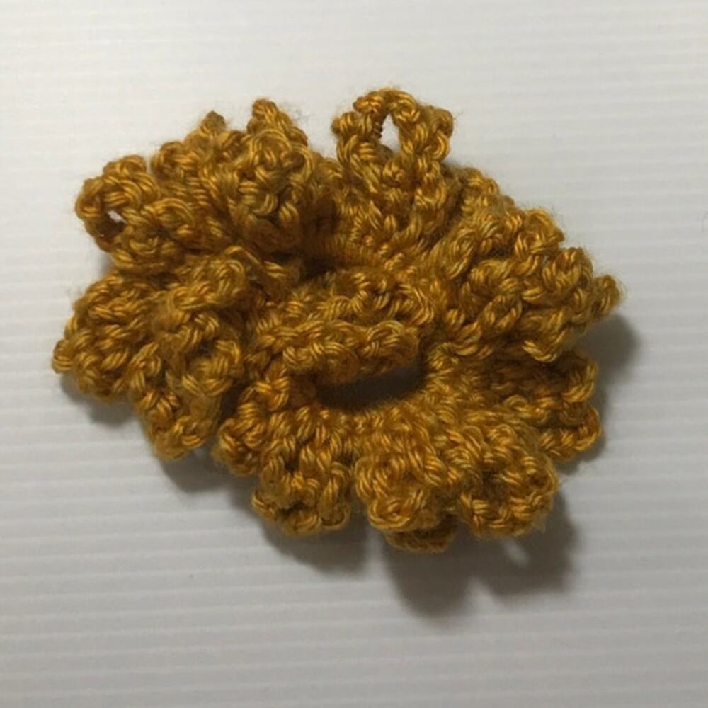 Handmade Crocheted Gold Hair Scrunchie